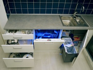 Open kitchen cabinets